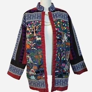 Embroidered Multicolor Boho Vintage Jacket with Animal Motifs